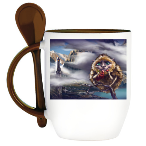 Кружка с ложкой с принтом Заманиха. Ведающий пути