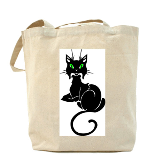 Сумка шоппер с принтом Зеленоглазая кошка