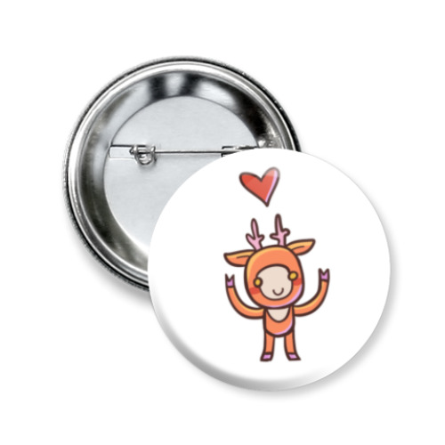 Значок 50мм с принтом олень