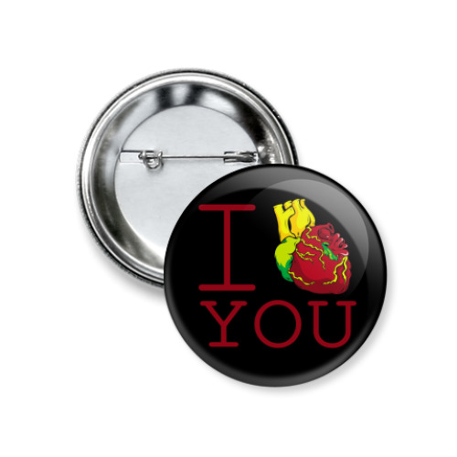 Значок 37мм с принтом I Love You