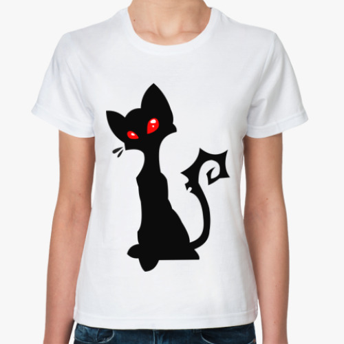 Классическая футболка с принтом Гламурная кошечка