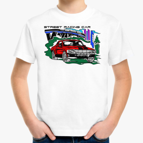 Детская футболка с принтом Street racing car