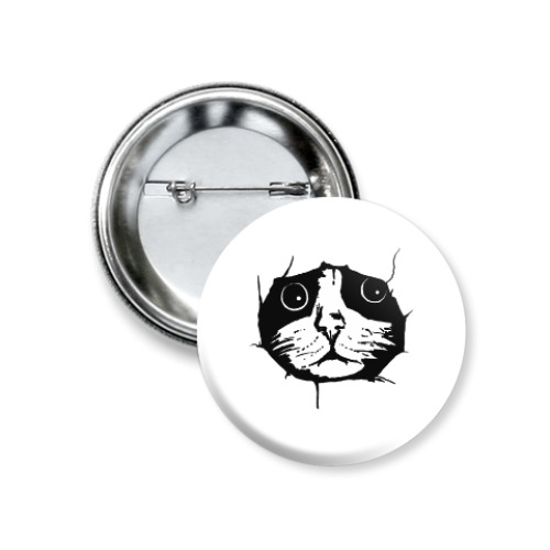 Значок 37мм с принтом Любопытный кот