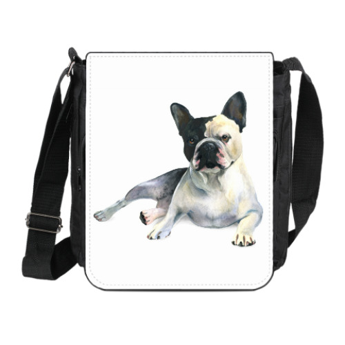 Сумка на плечо (мини-планшет) с принтом Французский бульдог