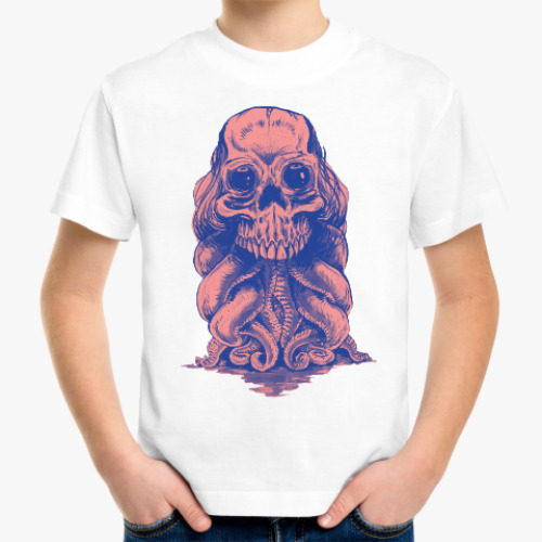 Детская футболка с принтом Череп со щупальцами