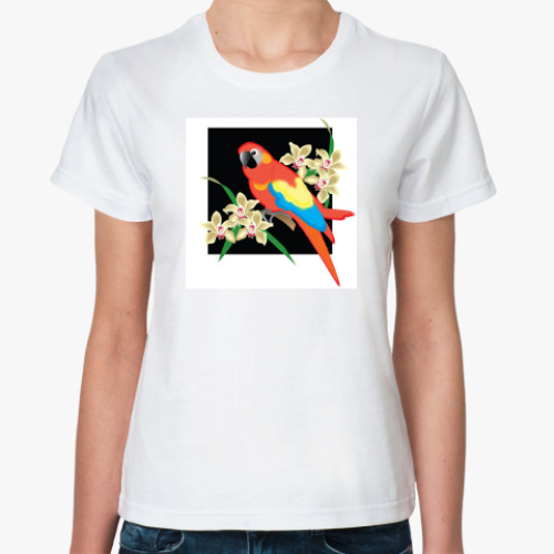 Классическая футболка с принтом  Попугай