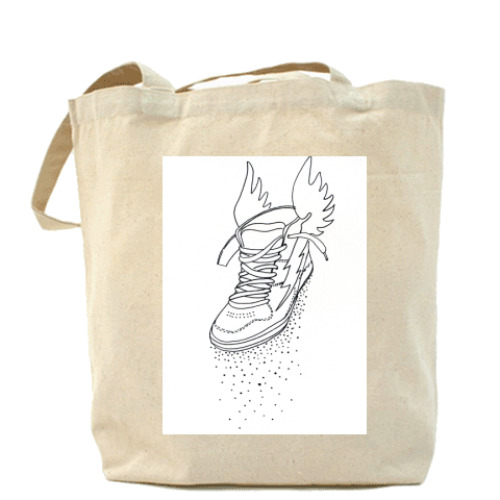 Сумка шоппер с принтом Кеды с крыльями