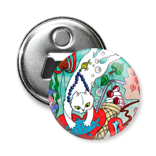 Магнит-открывашка с принтом Кот