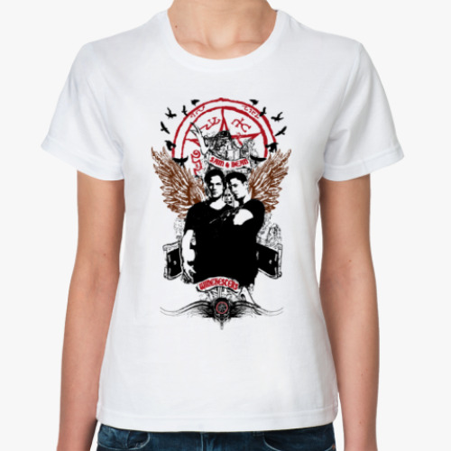 Классическая футболка с принтом Сэм и Дин - Supernatural