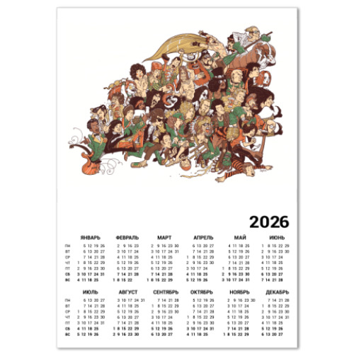 Календарь с принтом Rock