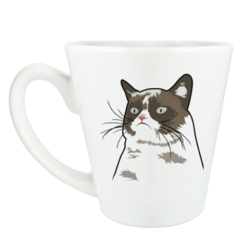 Чашка Латте с принтом Grumpy Cat