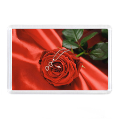 Магнит с принтом Красная роза