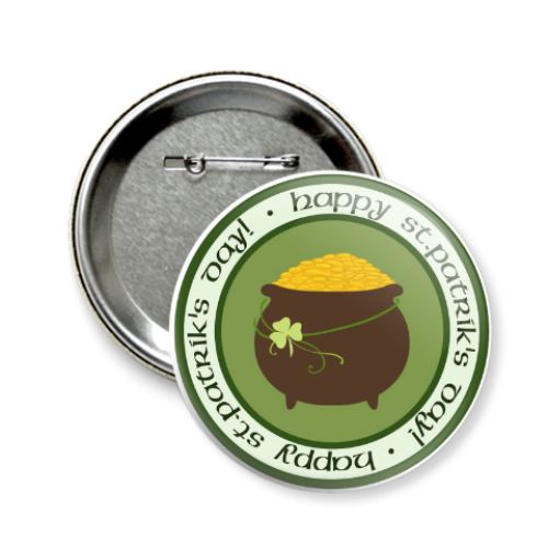 Значок 58мм с принтом Горшочек лепрекона