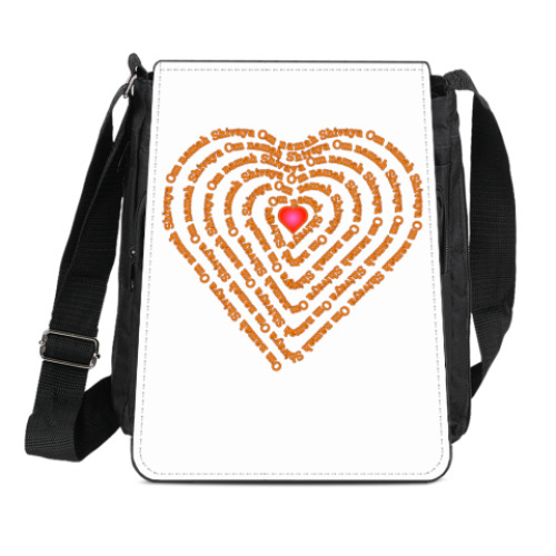 Сумка-планшет с принтом Сердце с  Ом намах Шивая