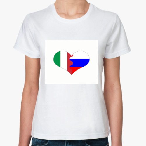 Классическая футболка с принтом Россия - Италия