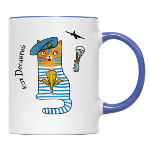 Кружка с принтом кот Десантий  из серии 'Military cats'