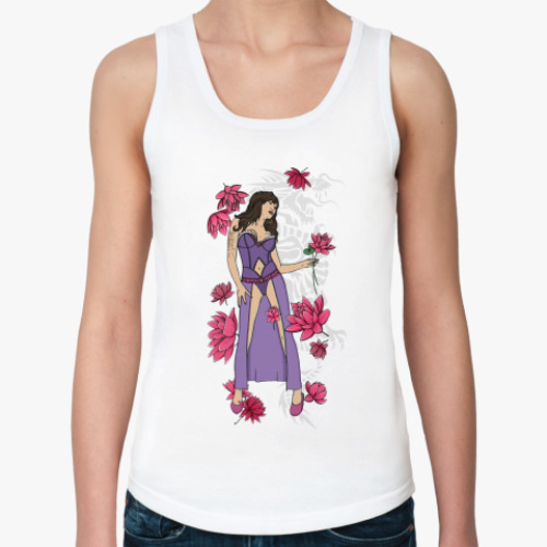 Женская майка с принтом Девушка лотосы