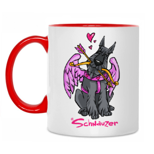 Кружка с принтом Шнауцер Купидон