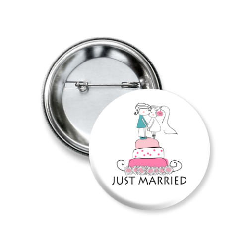 Значок 37мм с принтом Just Married