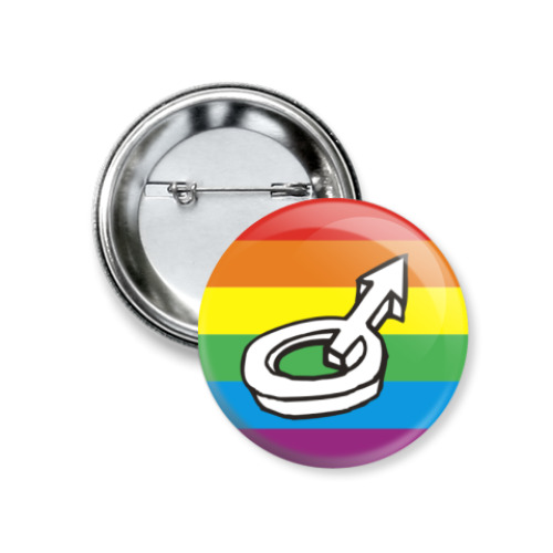 Значок 37мм с принтом  мужской символ