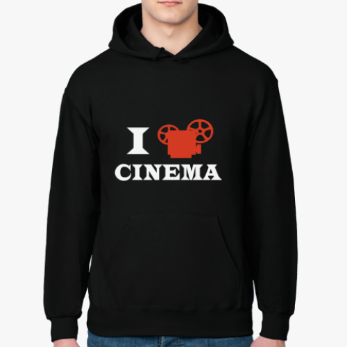Толстовка худи с принтом Я люблю кино!