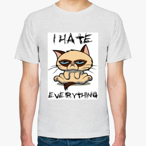 Футболка с принтом Недовольный кот ( Grumpy cat )