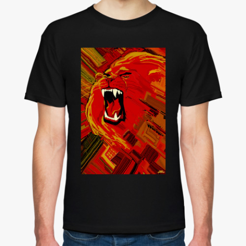 Футболка с принтом Лев Огонь