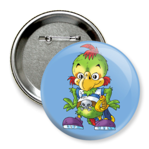 Значок 75мм с принтом 'Жека-попугай'