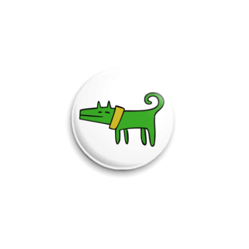 Значок 25мм с принтом зелёная собака