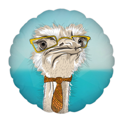 Подушка с принтом Страус