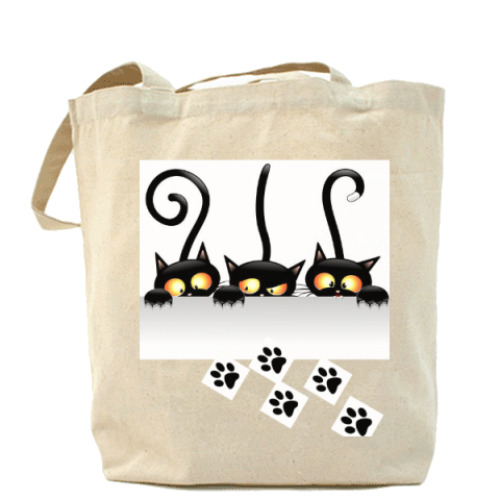 Сумка шоппер с принтом Четыре черненьких чумазеньких котенка