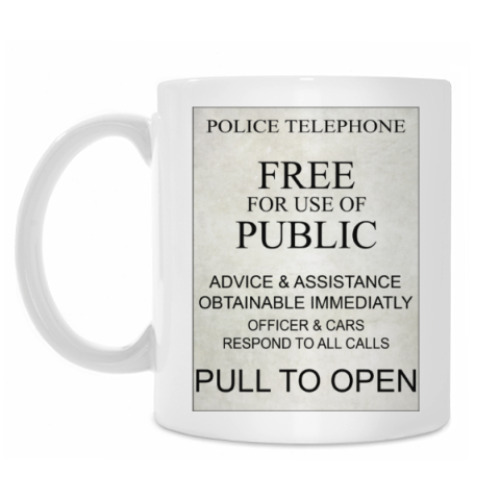 Кружка с принтом Табличка ТАРДИС Доктор Кто