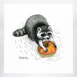 Енот с тыквой