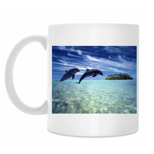 Кружка с принтом Дельфины