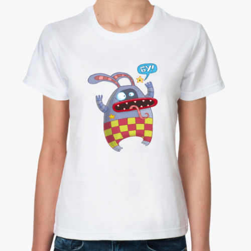 Классическая футболка с принтом  Бу!