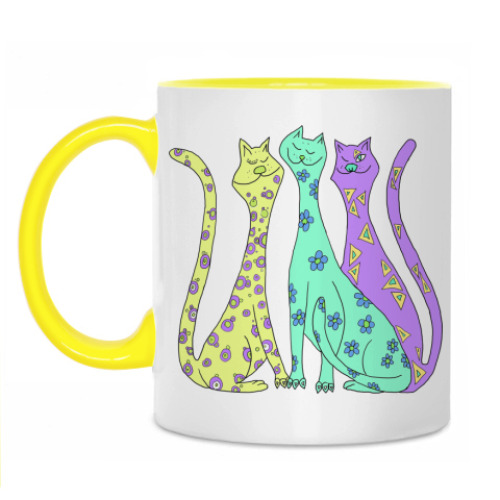 Кружка с принтом Коты Цвет