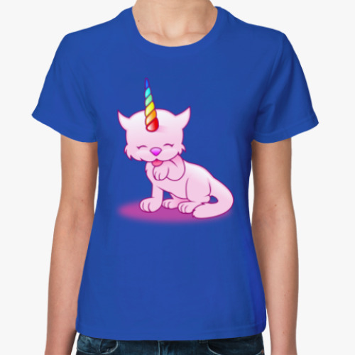Женская футболка с принтом Котенок Единорог
