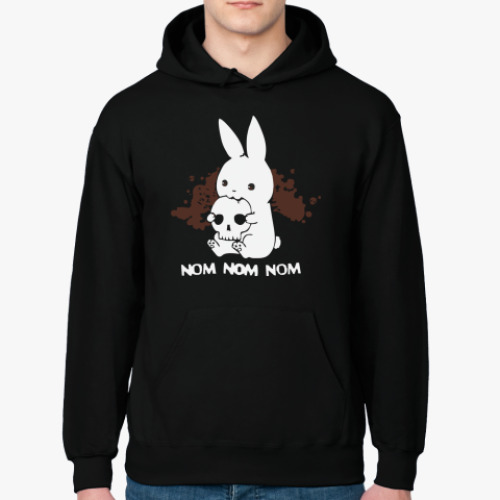 Толстовка худи с принтом Кролик кушает мозги