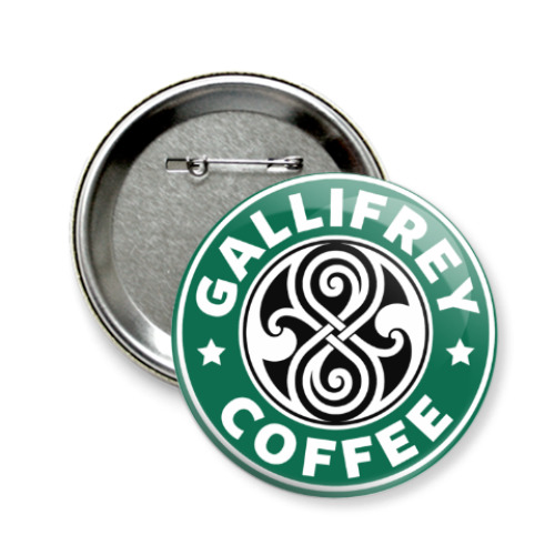 Значок 58мм с принтом Gallifrey Coffe