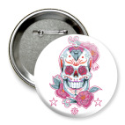 Значок 75 мм Flower skull