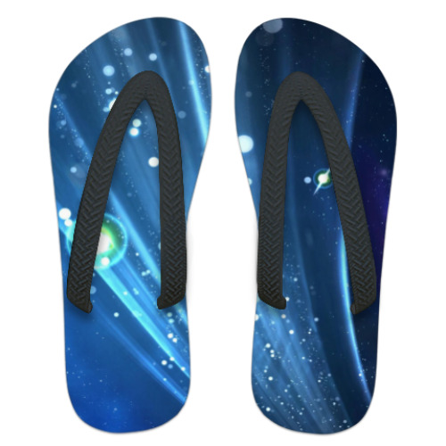 Шлепанцы (сланцы) с принтом Синие и голубые полосы