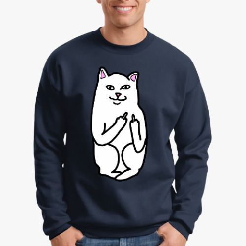 Свитшот с принтом Кот показывающий фак