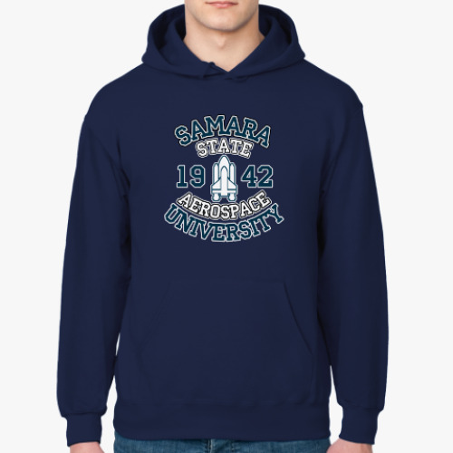 Толстовка худи с принтом СГАУ - Самарский Государственный Аэрокосмический