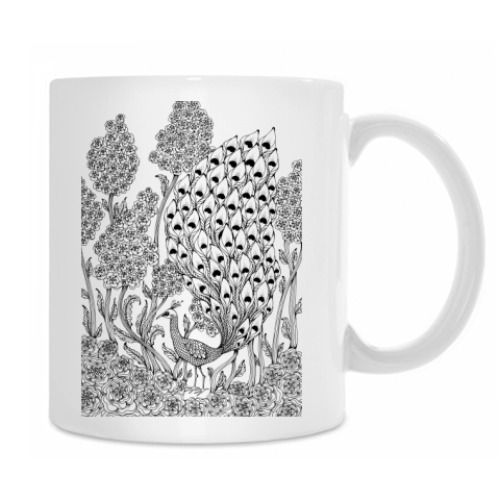 Кружка с принтом Павлин