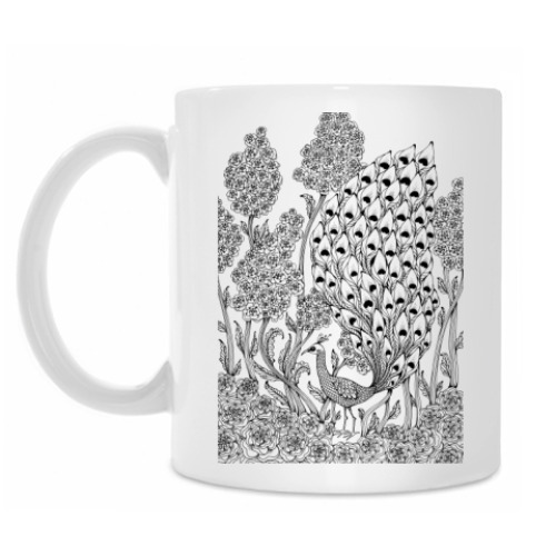 Кружка с принтом Павлин