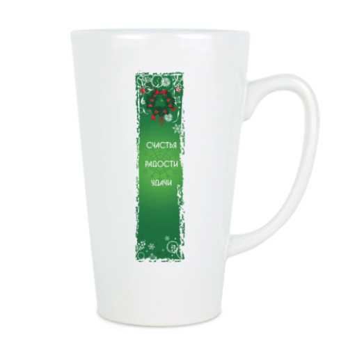 Чашка Латте с принтом Новогодний котенок