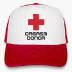 Кепка Trucker, красная 'Orgasm Donor'