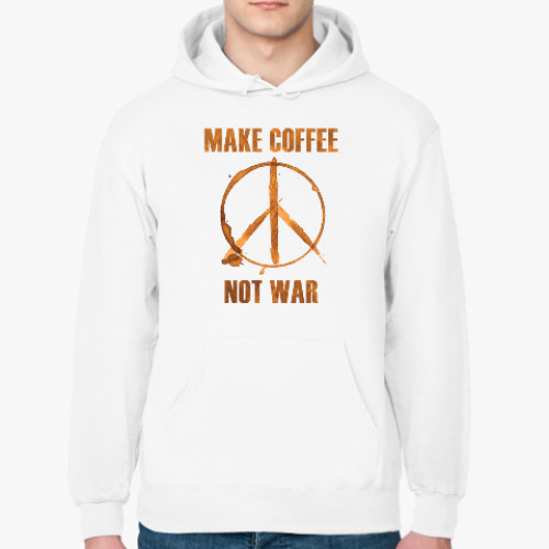 Толстовка худи с принтом Make Coffee Not War