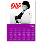 Календарь A4 2026, фиолетовый King of pop
