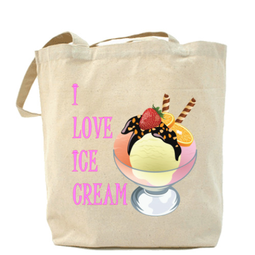 Сумка шоппер с принтом Я люблю мороженое